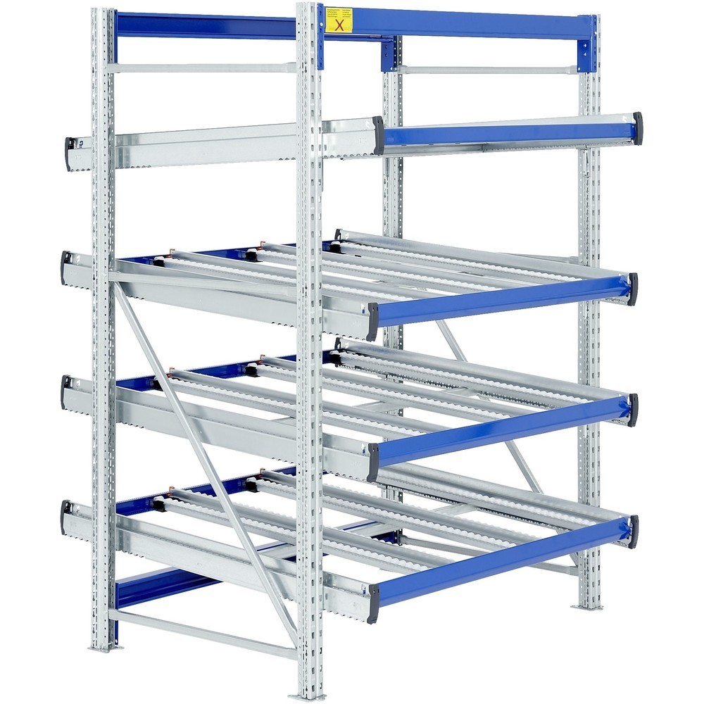 Bito Stückgut-Durchlaufregal-Komplettpaket, HxBxT 2.000 x 1.470 x 1.300 mm, statisch, Vorlaufebenen gerade