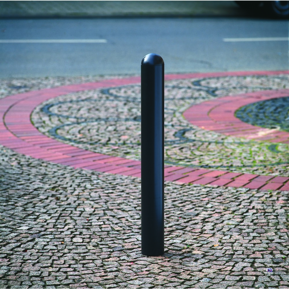 Borne CITY WIEN, tube rond Ø 108 mm, à bétonner, douille de sol incluse, amovible, sans œillet pour chaîne