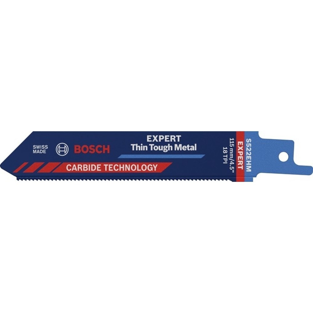 BOSCH Säbelsägeblatt Expert Thin Tough Metal, Zahnteilung TPI 18 1,4 mm, Länge 115 mm Breite 19 mm, 1 Stück / Karte, S-Schaft