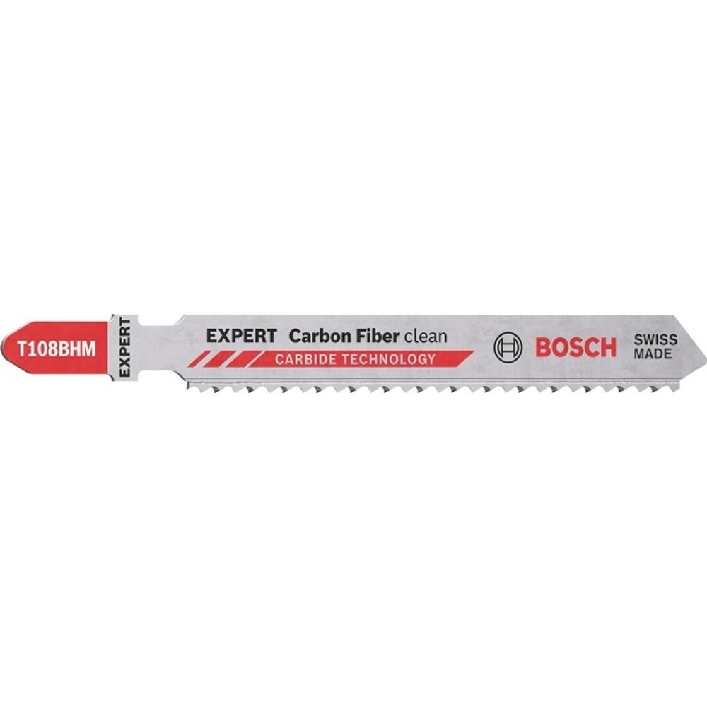 BOSCH Stichsägeblatt Carbon Fiber T 108BHM, Zahnteilung 2,2 mm, Gesamtlänge 92 mm, 3 Stück / Karte