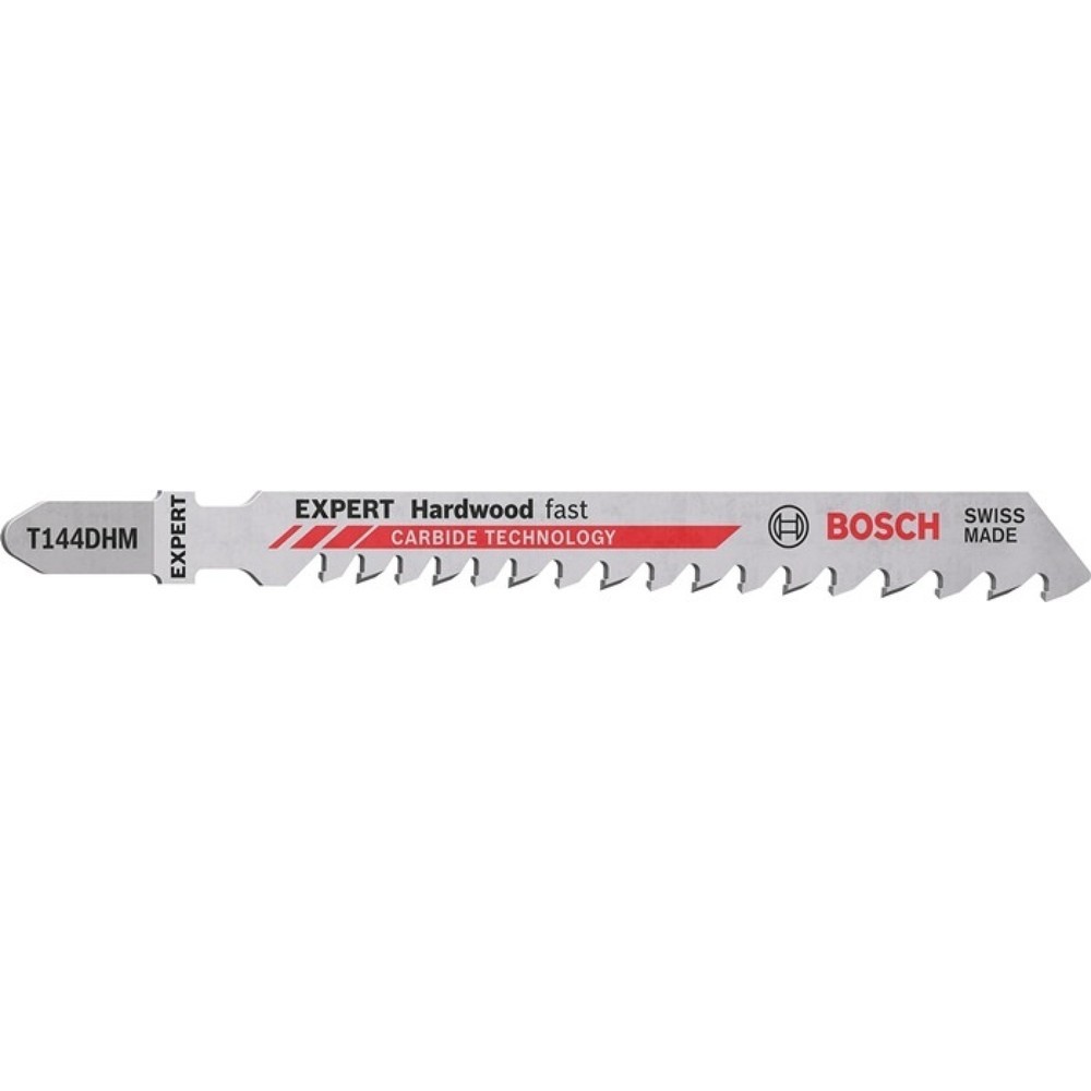 BOSCH Stichsägeblatt Hardwood Fast T 144 DHM, Zahnteilung 4-5,2 mm, Gesamtlänge 100 mm, 3 Stück / Karte