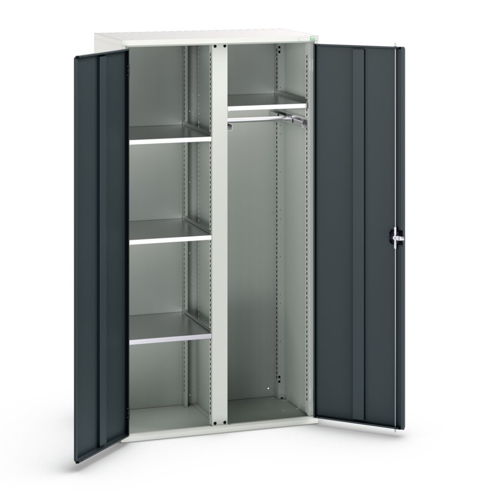 bott Armoire à portes battantes verso, avec 4 tablettes et 1 tringle à vêtements, lxPxH : 1 050 x 550 x 2 000 mm