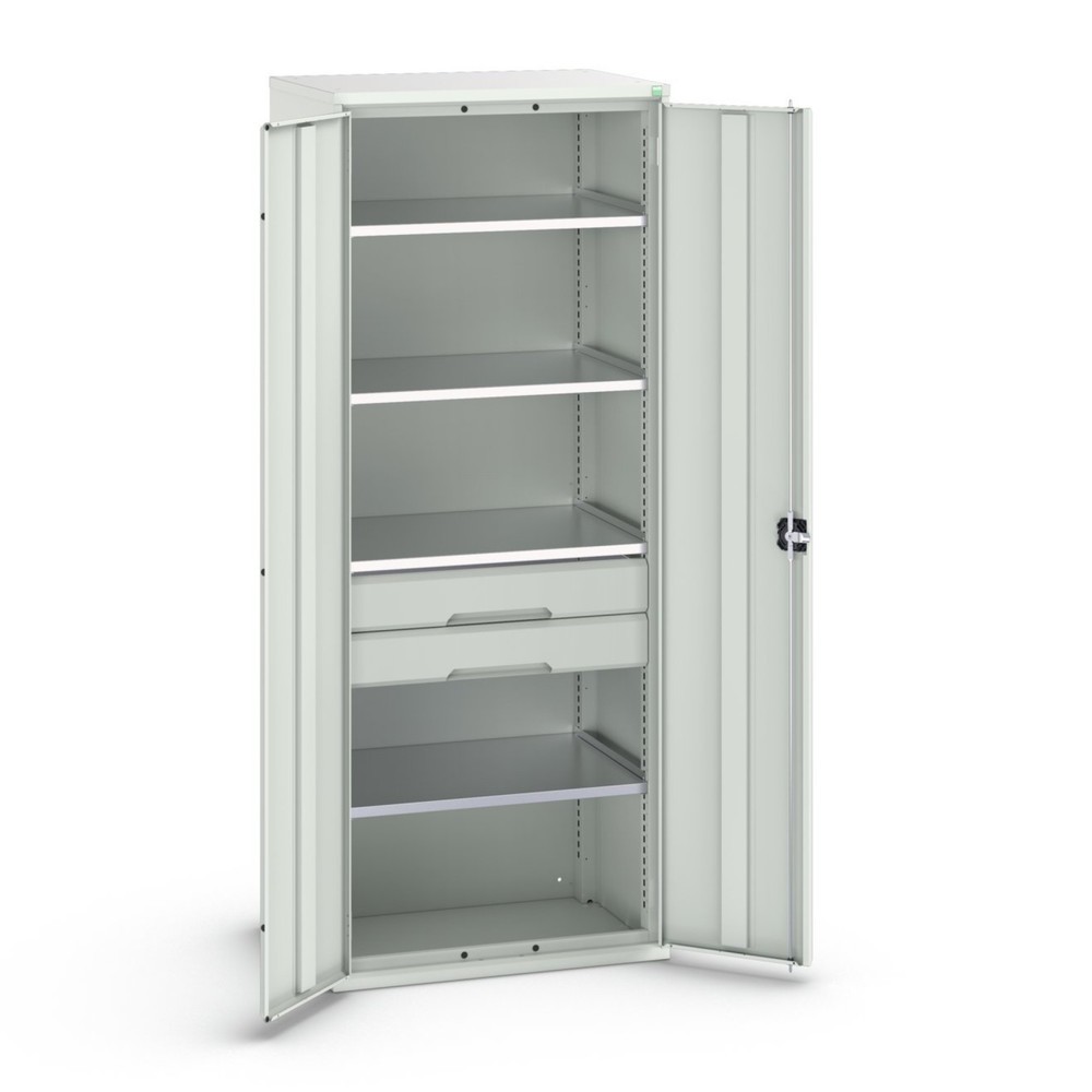 bott Armoire à portes battantes avec tiroirs verso, avec 4 tablettes et 2 tiroirs, lxPxH : 800 x 550 x 2 000 mm