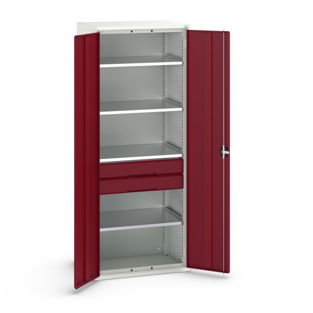 bott Armoire à portes battantes avec tiroirs verso, avec 4 tablettes et 2 tiroirs, lxPxH : 800 x 550 x 2 000 mm