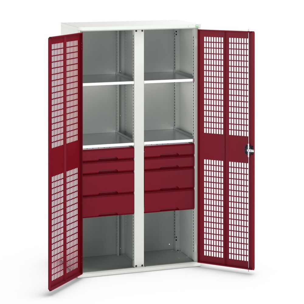 bott verso Armoire-penderie avec ventilation, avec 4 tablettes et 8 tiroirs, lxPxH : 1 050 x 550 x 2 000 mm