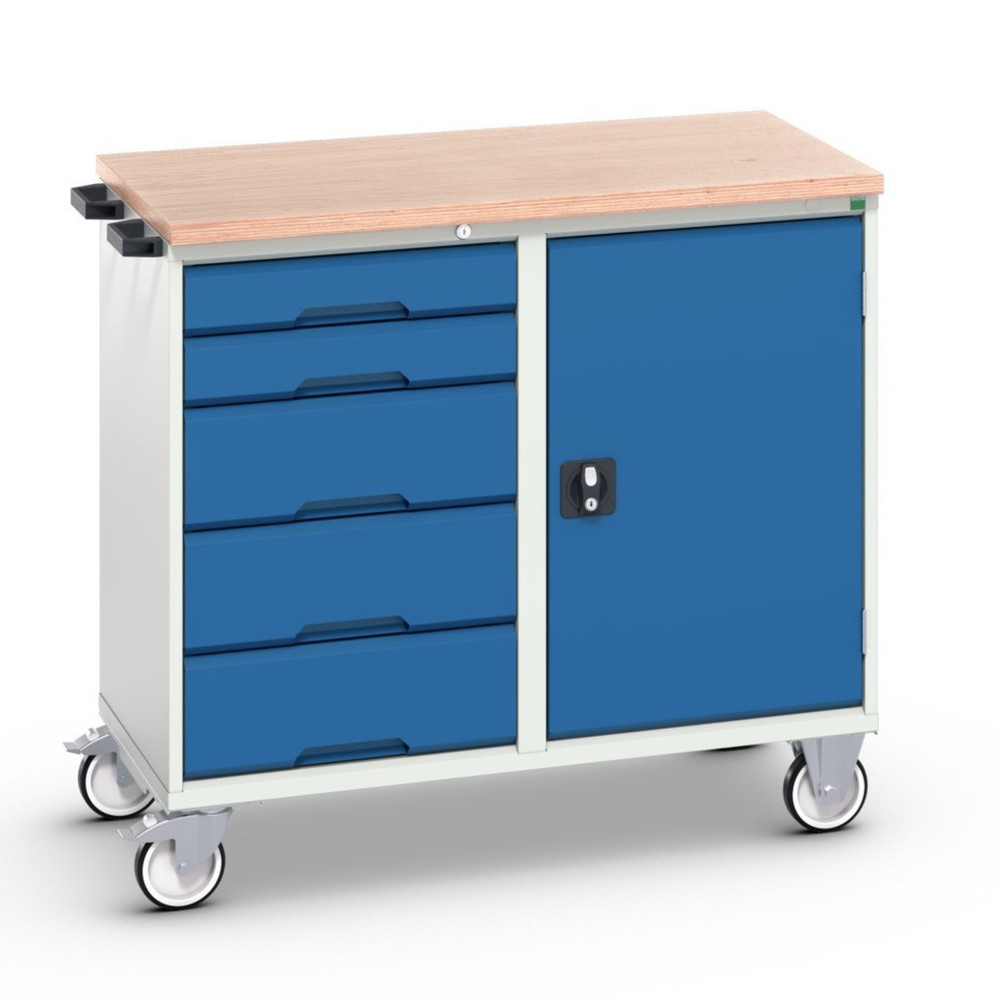 bott Chariot de montage verso, avec 5 tiroirs, porte et top en multiplex, lxPxH : 1 050 x 600 x 980 mm