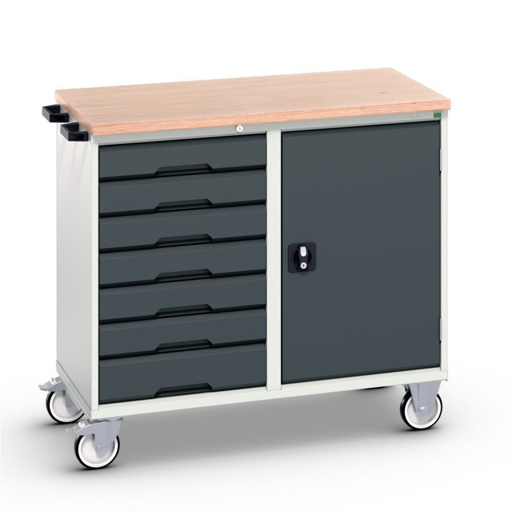 bott Chariot de montage verso, avec 7 tiroirs, porte et top en multiplex, lxPxH : 1 050 x 600 x 980 mm