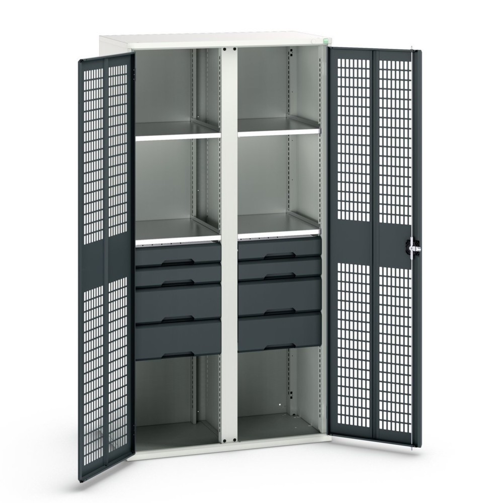 bott verso Armoire-penderie avec ventilation, avec 4 tablettes et 8 tiroirs