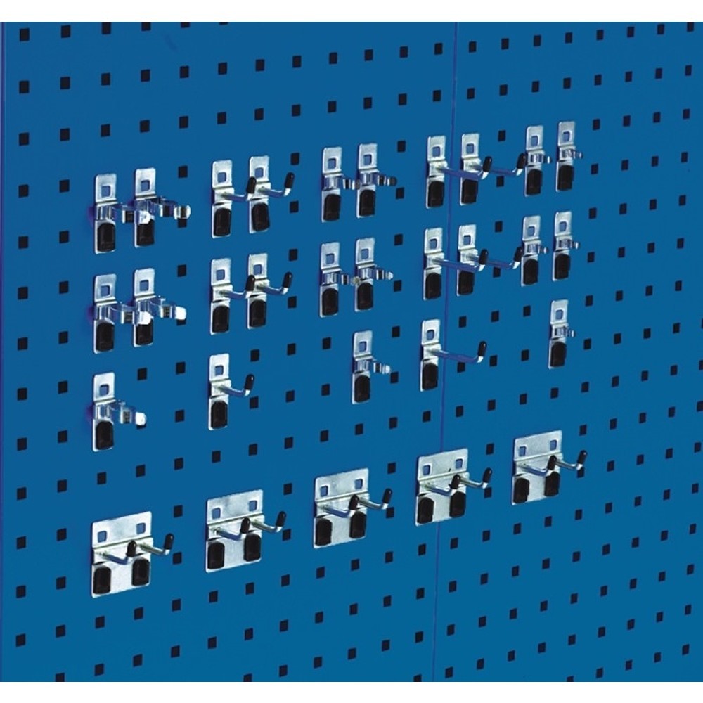 bott Werkzeughalter, 10Haken/5Doppelhaken/15einfache Werkzkle, BxHmm, 15 Werkzeugklemmen, 30-tlg.10 Haken/5 Doppelhaken/