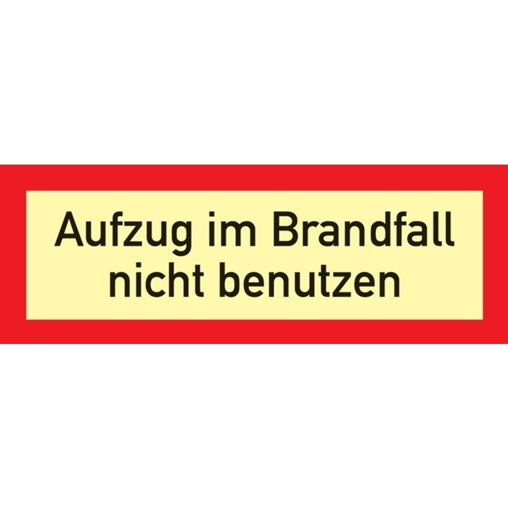 Brandschutzzeichen DIN 4066, Aufzug im Brandfall nicht benutzen, L297xB105 mm, Kunststoff