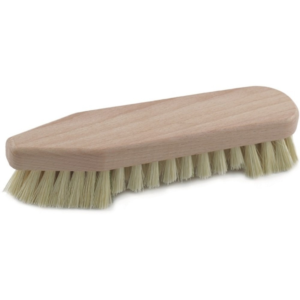 Brosse à récurer, pointue à l'avant, arrondie à l'arrière, avec poils