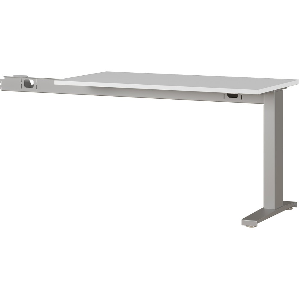 Bureau plateau rapporté AGENDA 90°, 1 130 x 600 mm, gris clair/argenté