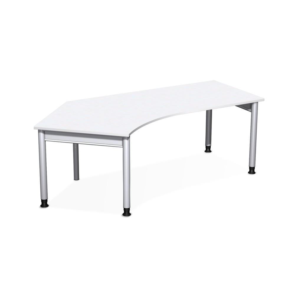 Bureau Profi, 4 pieds, réglable en hauteur, forme libre 135° à gauche, l x P 2 166 x 1 130 mm, blanc