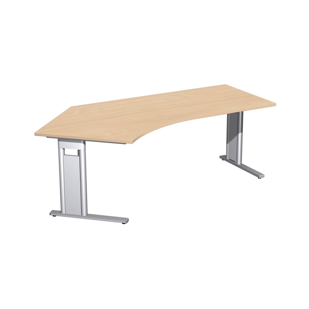 Bureau Profi, pied en C, forme libre 135° à gauche, l x P 2 166 x 1 130 mm, hêtre