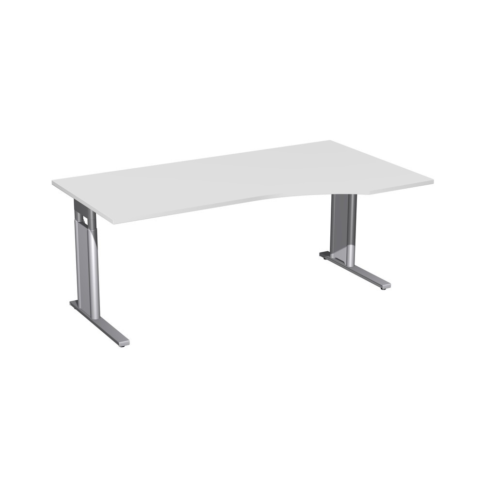 Bureau Profi, bâti avec pied en C, forme pour PC à droite, réglable en hauteur, l x P 1 800 x 800/1 000 mm, gris clair