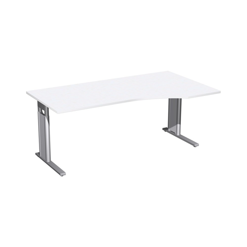 Bureau Profi, pied en C, forme pour PC à droite, réglable en hauteur, l x P 1 800 x 800/1 000 mm, blanc