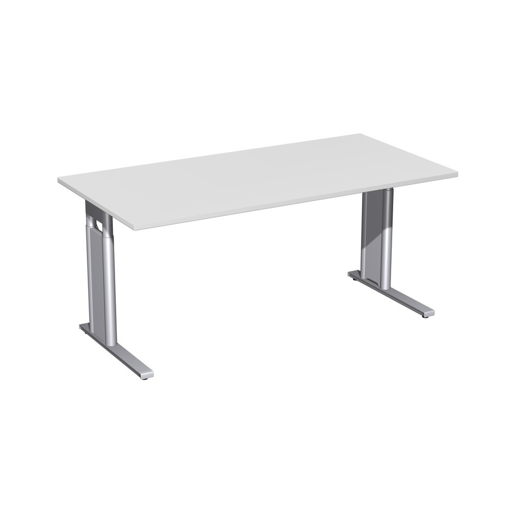 Bureau Profi, bâti à pied en C, réglable en hauteur, l x P 1 600 x 800 mm, gris clair