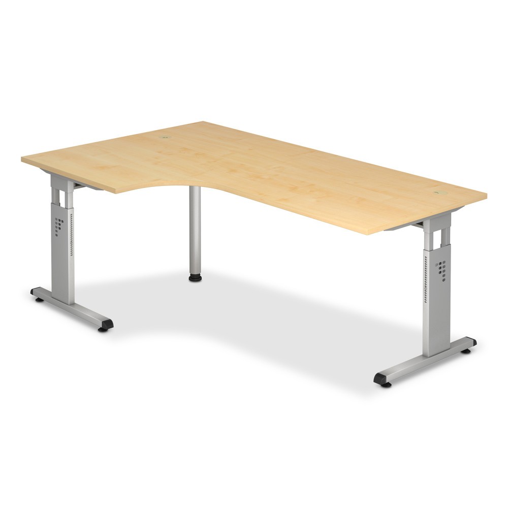 Bureau Solid, en angle de 90°, bâti à pied en C, lxP 2 000 x 1 200 mm, érable