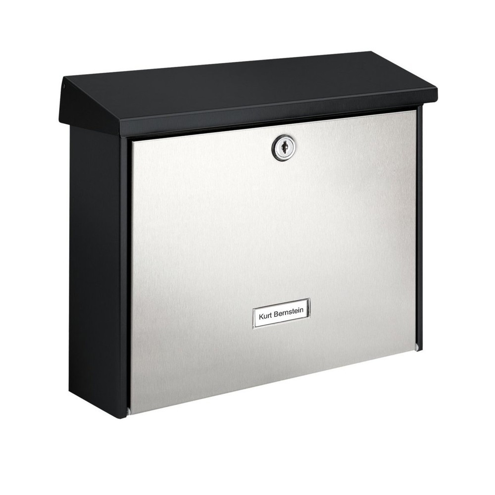 BURG-WÄCHTER Briefkasten Black und Steel London 6867 B+S