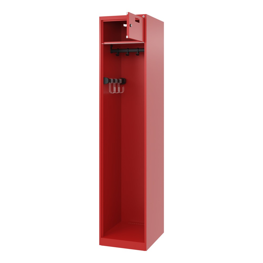 C+P Vestiaire pompier PRAKTUS, patins, 1 compartiment, HxlxP 1 850 x 400 x 500 mm, rouge feu