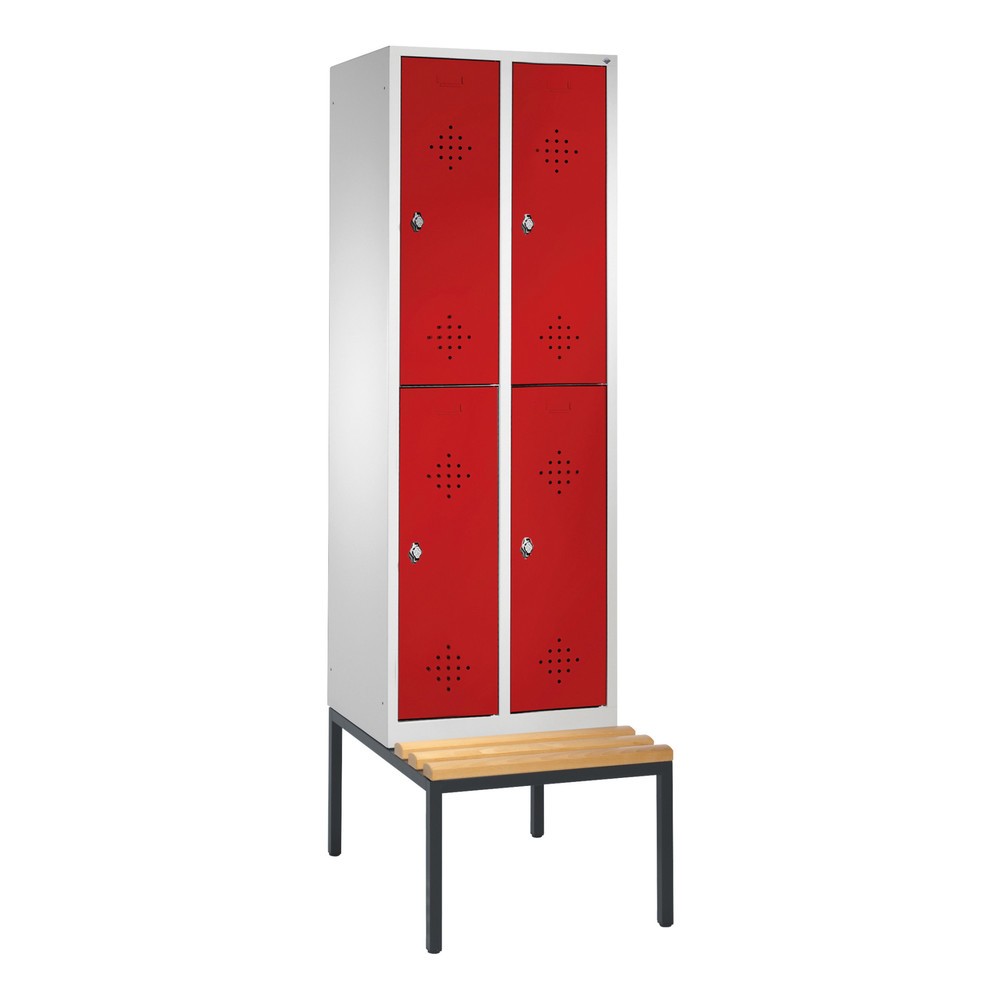 Armoire-penderie C+P Classic à deux niveaux avec banc intégré, 2 compartiments, largeur des compartiments 300 mm