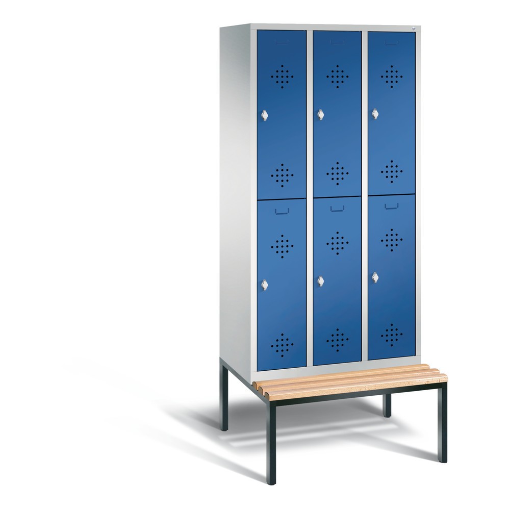 Armoire-penderie C+P Classic à deux niveaux avec banc intégré, 3 compartiments, largeur des compartiments 300 mm