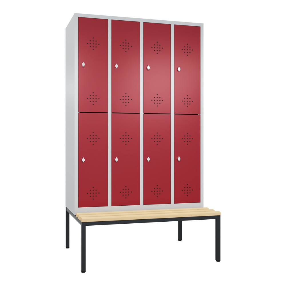 Armoire-penderie C+P Classic à deux niveaux avec banc intégré, 4 compartiments, largeur des compartiments 300 mm