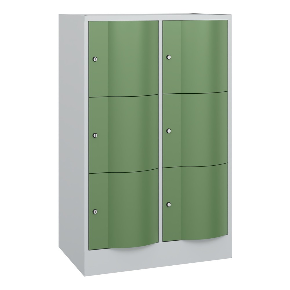 C+P Schliessfachschrank mit "rabaukensicheren" Türen, 2 x 3 Fächer, HxBxT 1.225 x 770 x 540 mm