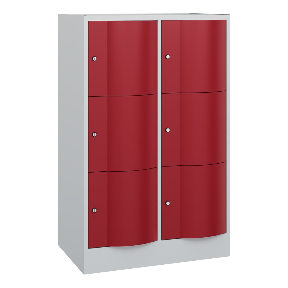 C+P Schliessfachschrank mit "rabaukensicheren" Türen, 2 x 3 Fächer, HxBxT 1.225 x 770 x 540 mm