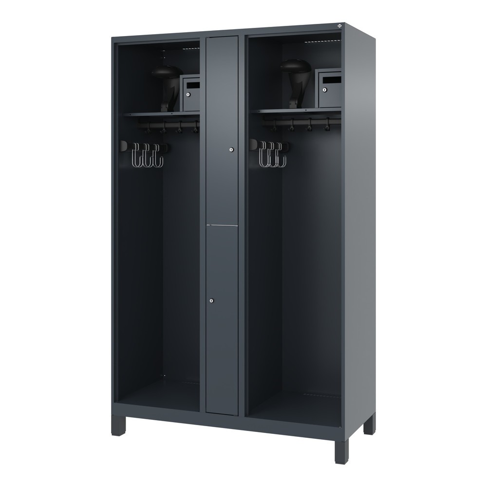 Produktabbildung Nr. 5: C+P Vestiaire pompier MAXI, pieds, HxlxP 1 850 x 1 200 x 500 mm, gris anthracite, avec support de casque