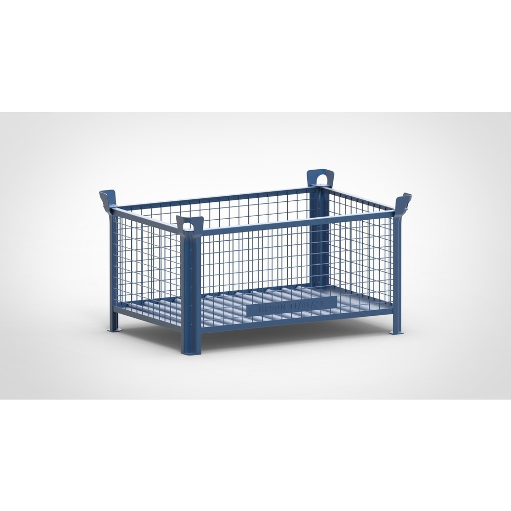 Caisse grillagée HESON®, parois fixes, peinte, H x l x P 600 x 1 200 x 800 mm, bleu gentiane