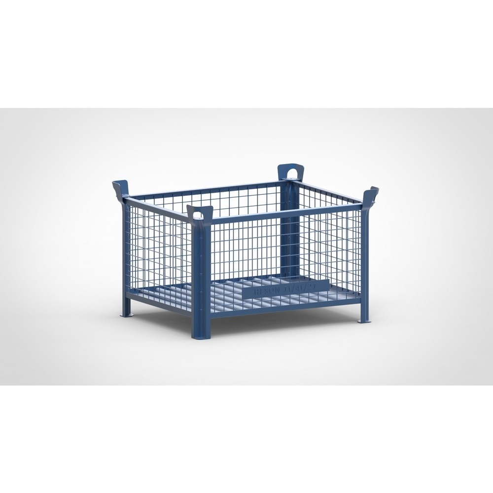 Caisse grillagée HESON®, parois fixes, peinte, H x l x P 600 x 1 000 x 800 mm, bleu gentiane