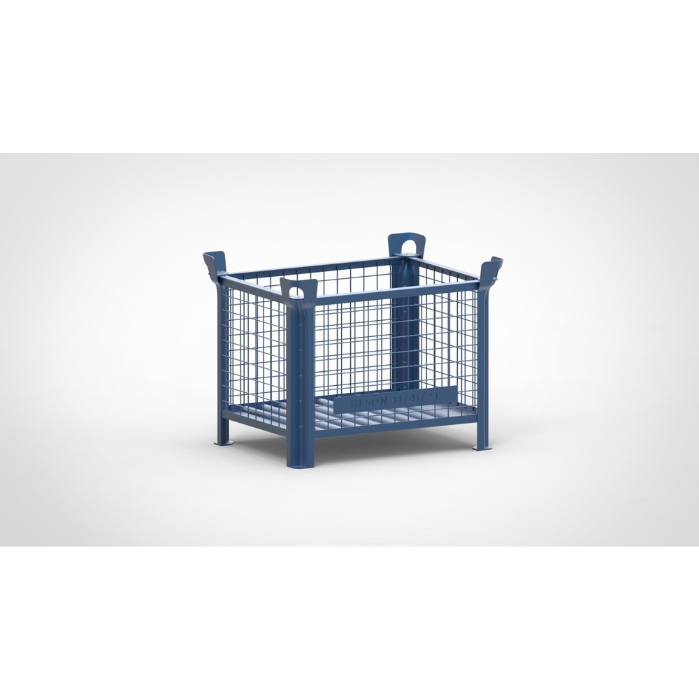 Caisse grillagée HESON®, parois fixes, peinte, H x l x P 600 x 800 x 600 mm, bleu gentiane