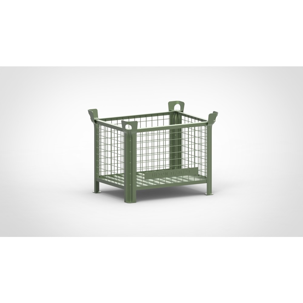 Caisse grillagée HESON®, parois fixes, peinte, H x l x P 600 x 800 x 600 mm, vert réséda