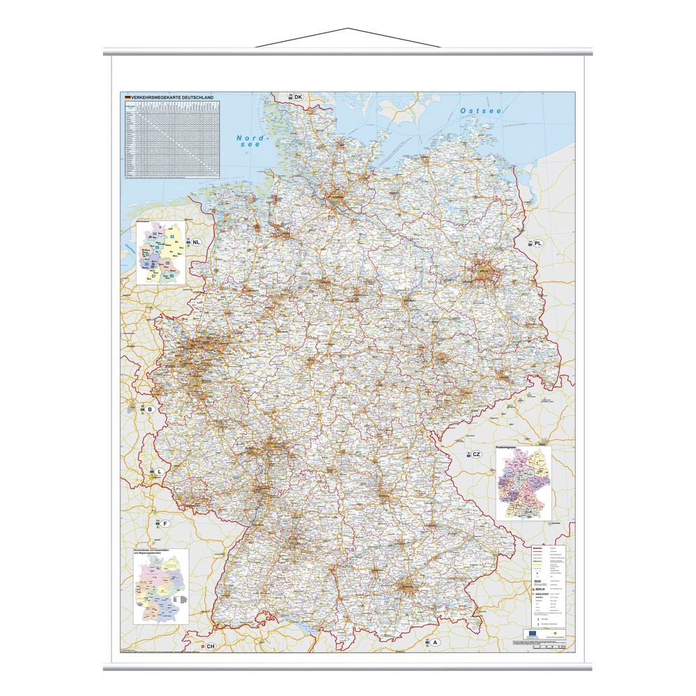 Carte d’Allemagne FRANKEN, carte routière, laminée, H x l 1 370 x 970 mm