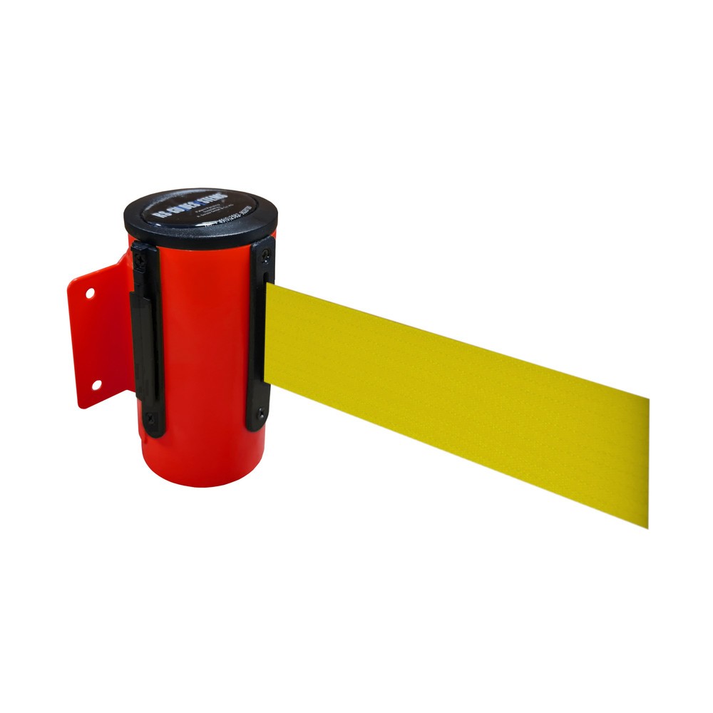 Cassette de sangle murale en métal, peinte par poudrage, longueur d’extension 2,3 m, rouge, jaune