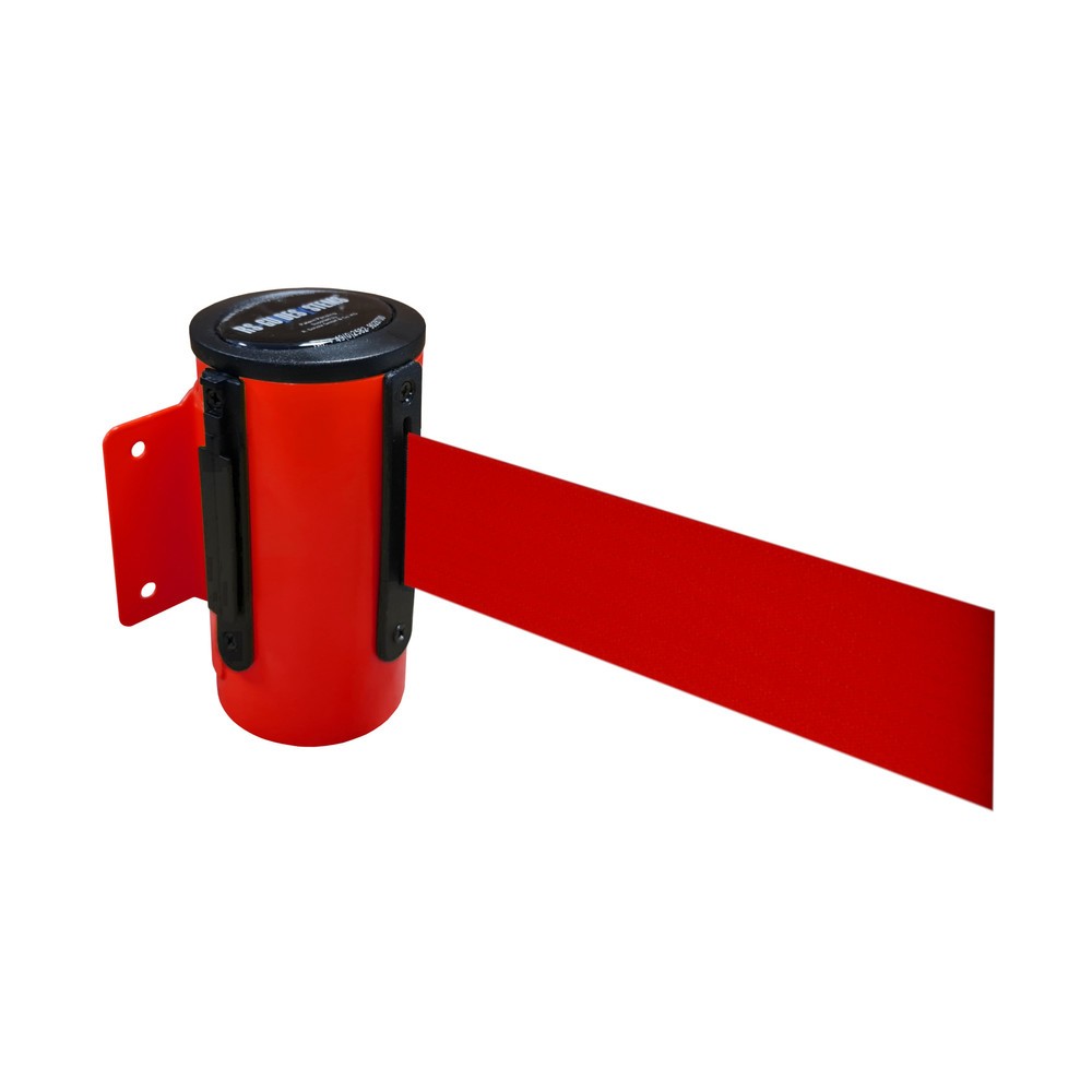 Cassette de sangle murale en métal, peinte par poudrage, longueur d’extension 4 m, rouge, rouge