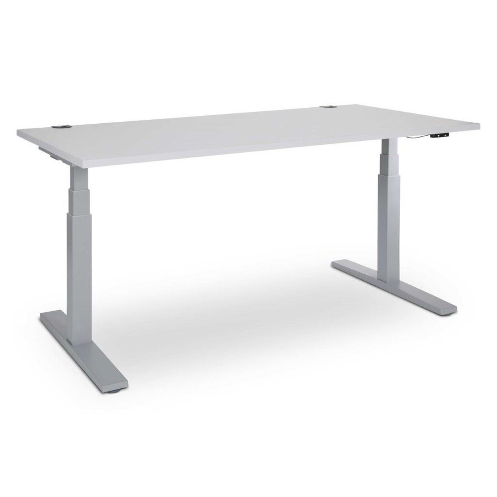 CEHA Schreibtisch, elektrisch höhenverstellbar, kratzfeste Oberfläche, HxBxT 610-1.250 x 1.800 x 800 mm, weiß/silber