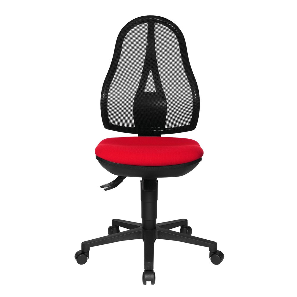 Chaise de bureau pivotante Topstar® Open Point Syncro, chaise ergonomique, dossier en mesh, rouge