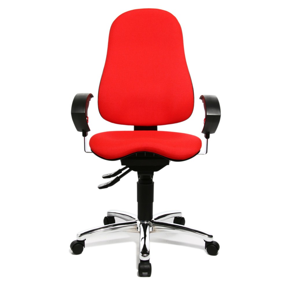 Chaise de bureau pivotante Topstar® Ortho 10, accoudoirs réglables en hauteur, rouge