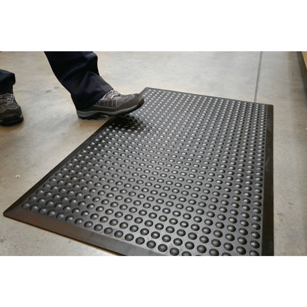 Revêtement de sol pour poste de travail COBA, noir caoutchouc SBR, tapis prêt à l'emploi L 900 x l 600 x E 14 mm