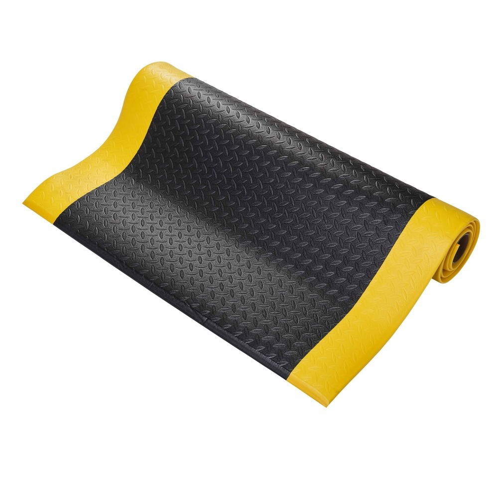 COBA Tapis anti-fatigue Orthomat®, lxP 1 200 mm x 18,3 m, noir / jaune