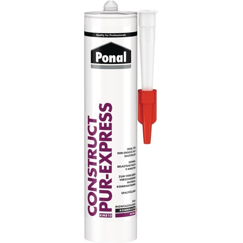 Colle de montage PONAL Construct PUR-Express EN 204 : Cartouche blanc perle D4 de 440 g