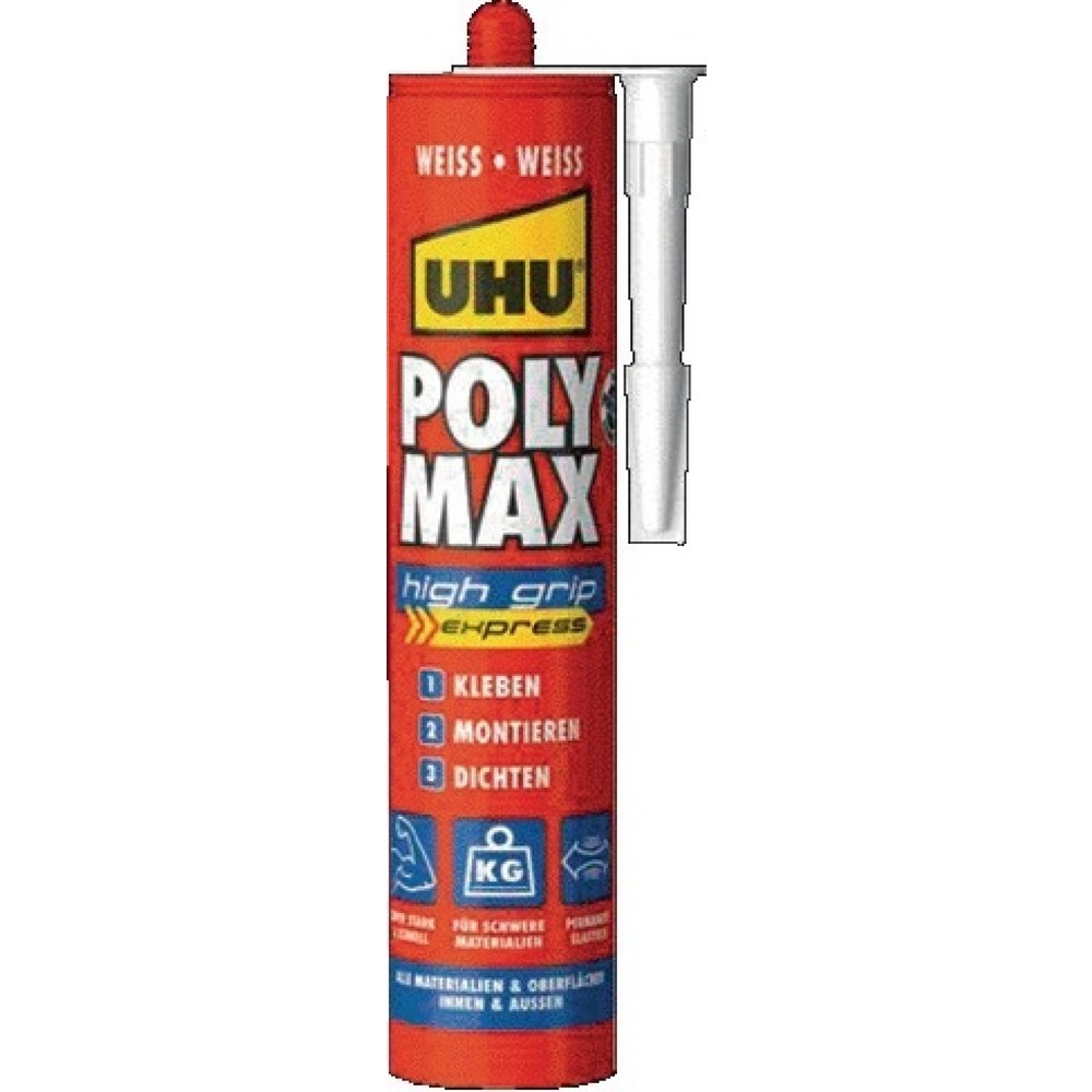 Adhésif et mastic UHU POLY MAX HIGH GRIP EXPRESS cartouche blanche 425g