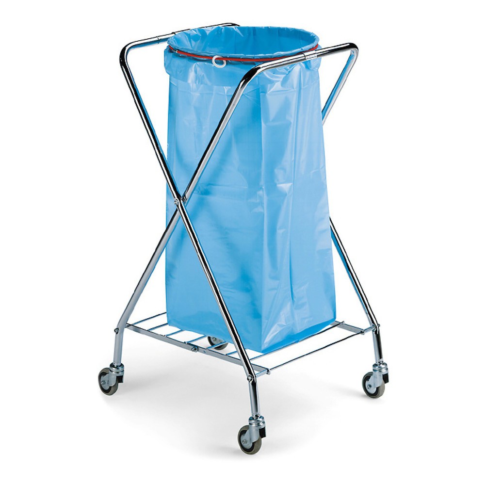 Collecteur de déchets Chrome II, rabattable, cadre support rond pour sac poubelle de 120 litres