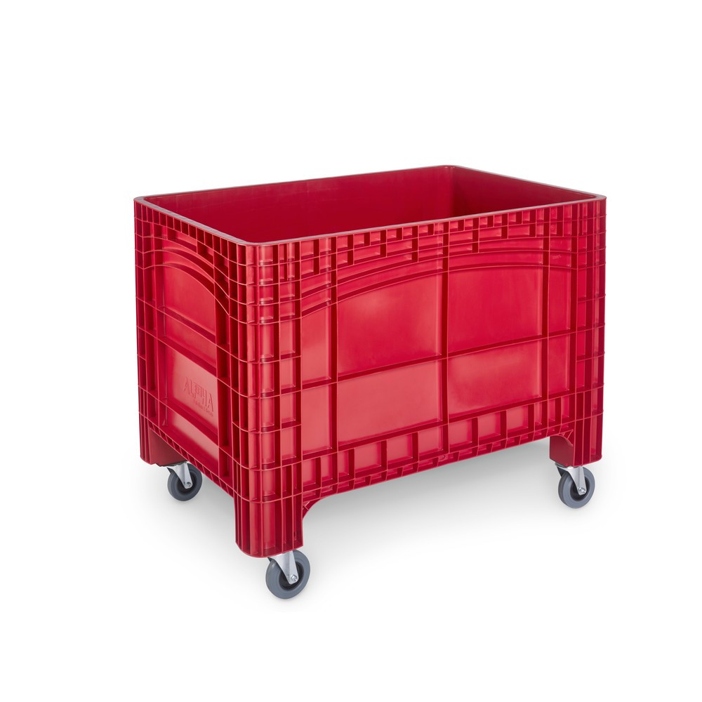 Conteneur grand format XL, HxlxP 800 x 1.200 x 800 mm, 535 litres, 4 roues directrices avec frein, rouge