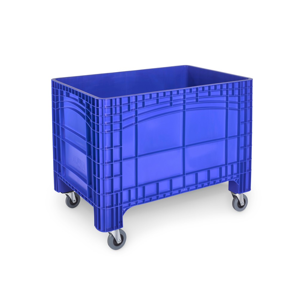 Conteneur grand format XL, HxlxP 800 x 1.200 x 800 mm, 535 litres, 4 roues directrices avec frein, bleu