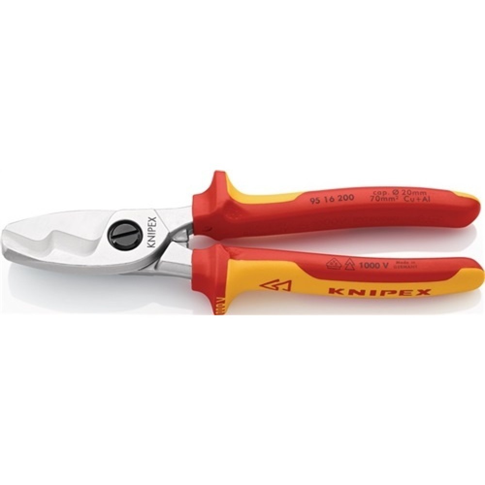 Coupe-câble longueur 200 mm tête chromée VDE gaines multicomposant KNIPEX