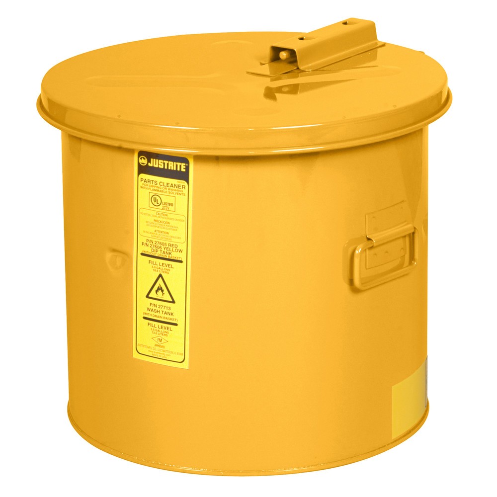 Cuve de lavage et à immersion Justrite, jaune, 19 litres