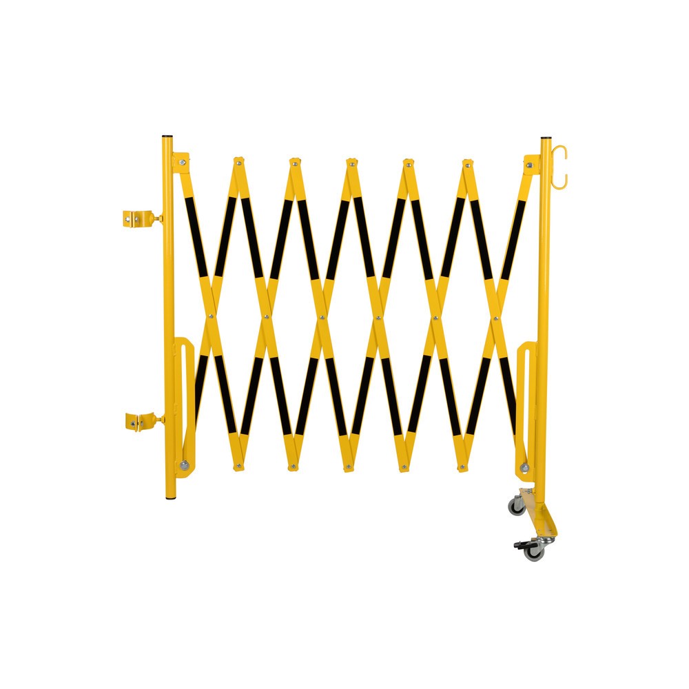 dancop Scherengitter, 1 Rollenfuß, 1 Pfostenbefestigung für Ø 60 mm, Breite 3.600 mm, gelb/schwarz